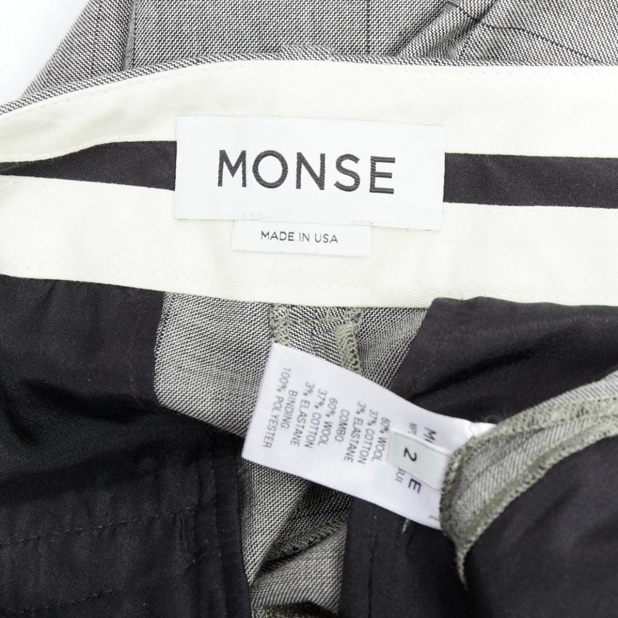MONSE graue Wolle  Kontrastfarbene karierte Hose mit umgeschlagenem Saum US2 S im Angebot 2