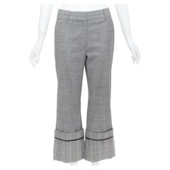 MONSE lana gris pantalón con dobladillo vuelto a cuadros en contraste US2 S