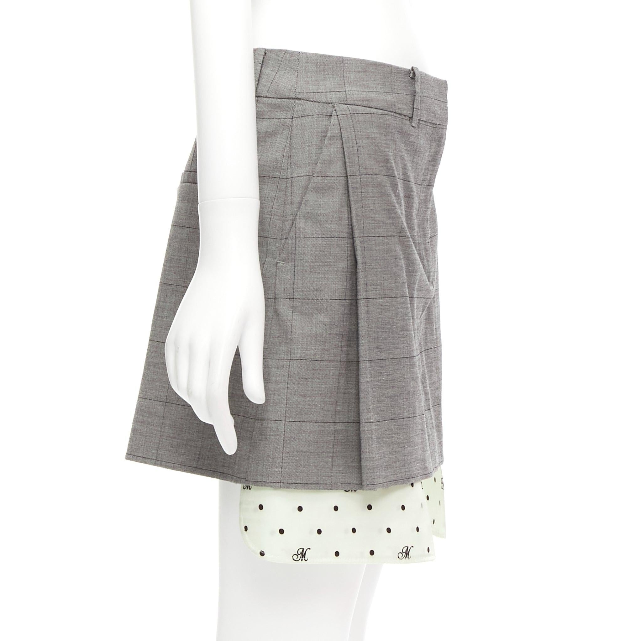MONSE grey wool cotton blend exposed pocket deconstructed skirt US2 S In Excellent Condition For Sale In Hong Kong, NT