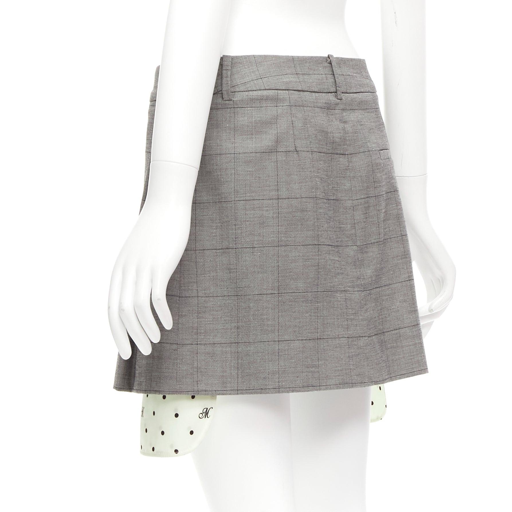 MONSE grey wool cotton blend exposed pocket deconstructed skirt US2 S For Sale 1