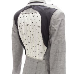 MONSE grey wool cotton deconstructed draped asymmetric blazer jacket US0 XS
