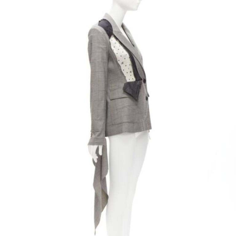 Gris MONSE grise laine coton déconstruite drapée blazer asymétrique US0 XS en vente