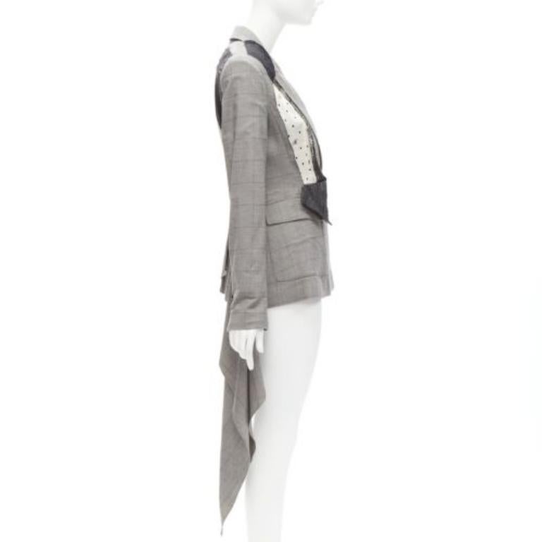 MONSE grise laine coton déconstruite drapée blazer asymétrique US0 XS Excellent état - En vente à Hong Kong, NT