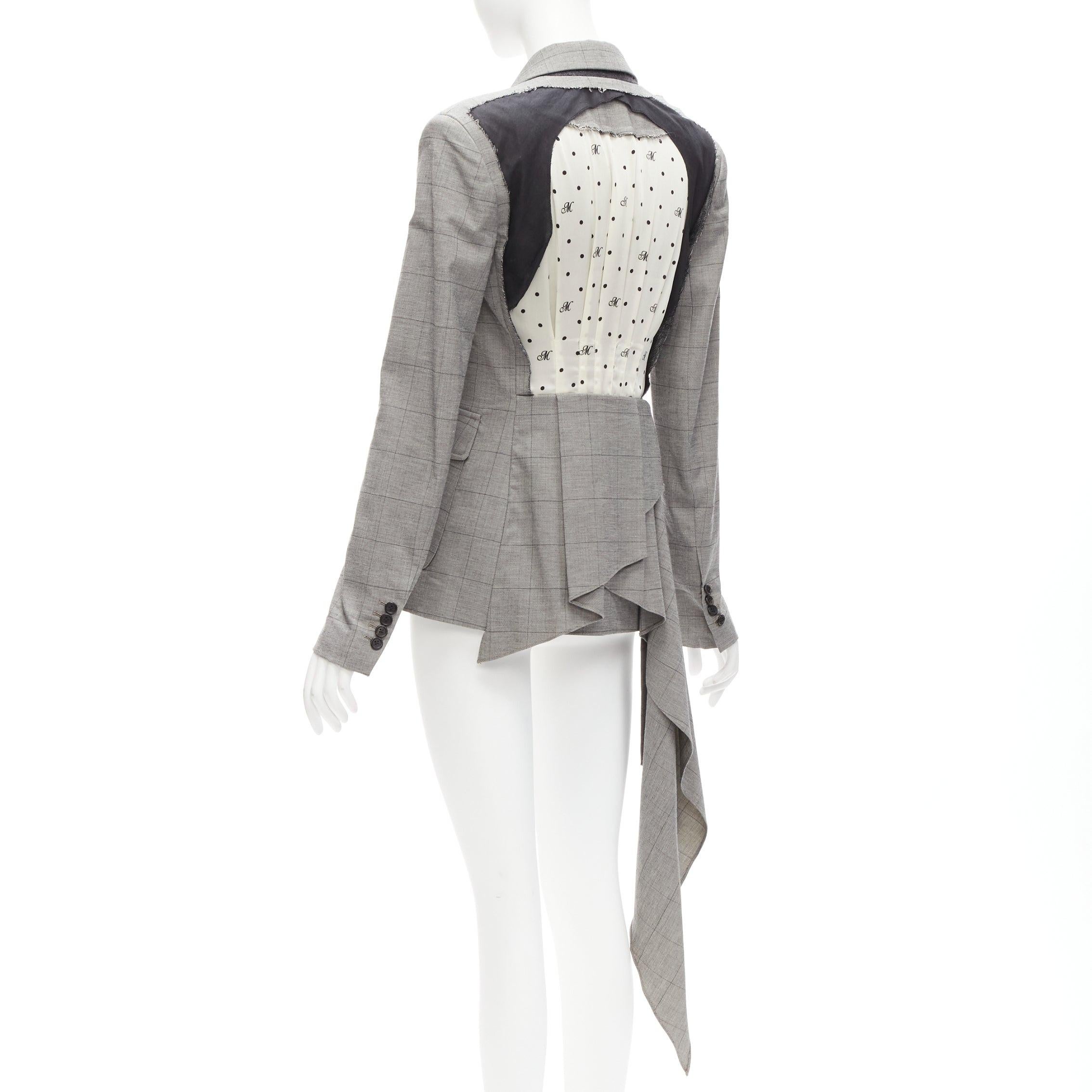 MONSE grey wool cotton deconstructed draped asymmetric blazer jacket US0 XS For Sale 1
