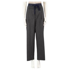 Pantalon à double ceinture à rayures en laine grise Monse, taille L