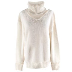 Monse Ivory Wool Knit Cut-out High Neck Sweater M