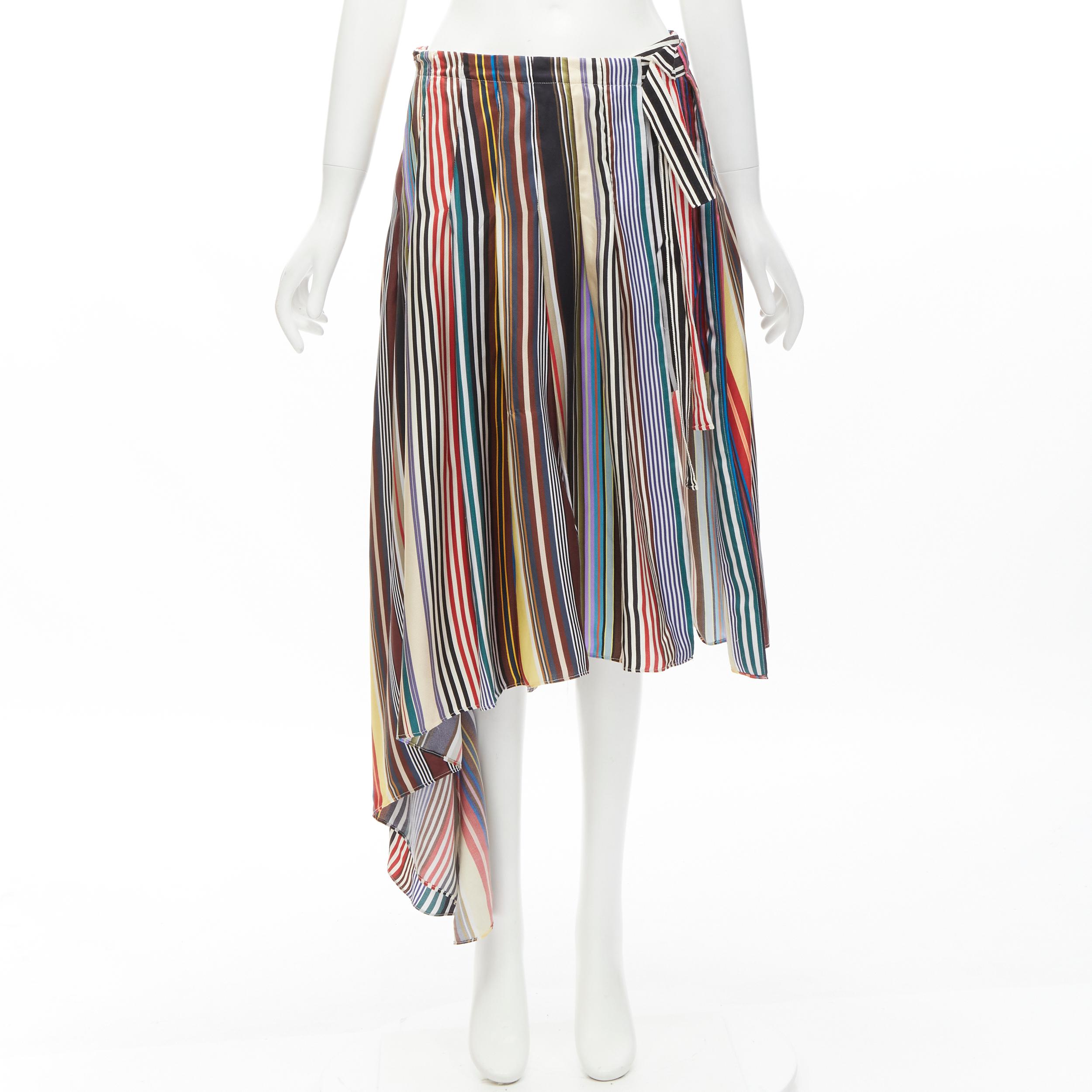MONSE rainbow striped silk belted front asymmetric skirt US6 M For Sale 5