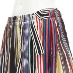 MONSE rainbow striped silk belted front asymmetric skirt US6 M