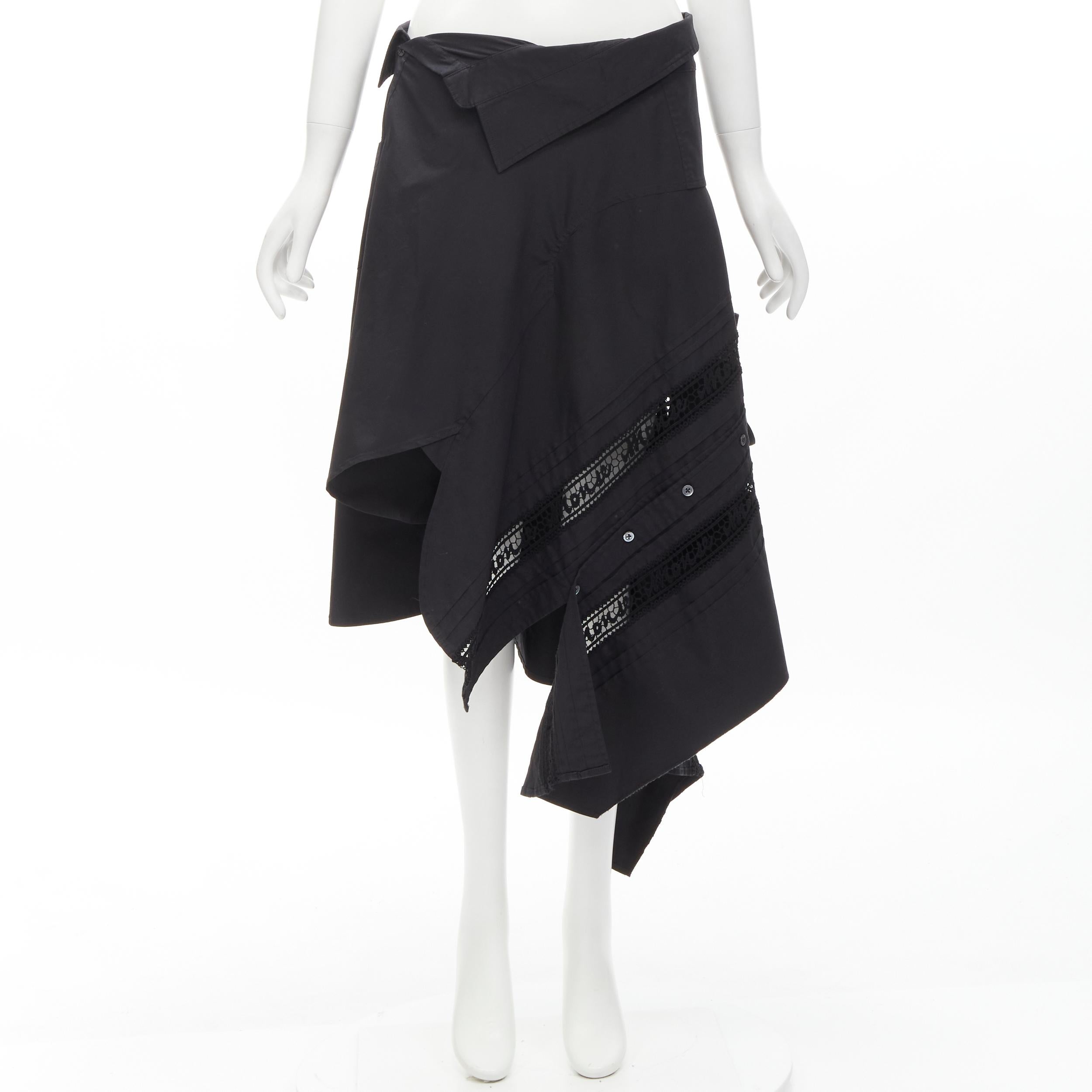MONSE Runway black cotton deconstructed sideway shirt skirt US4 S For Sale 5