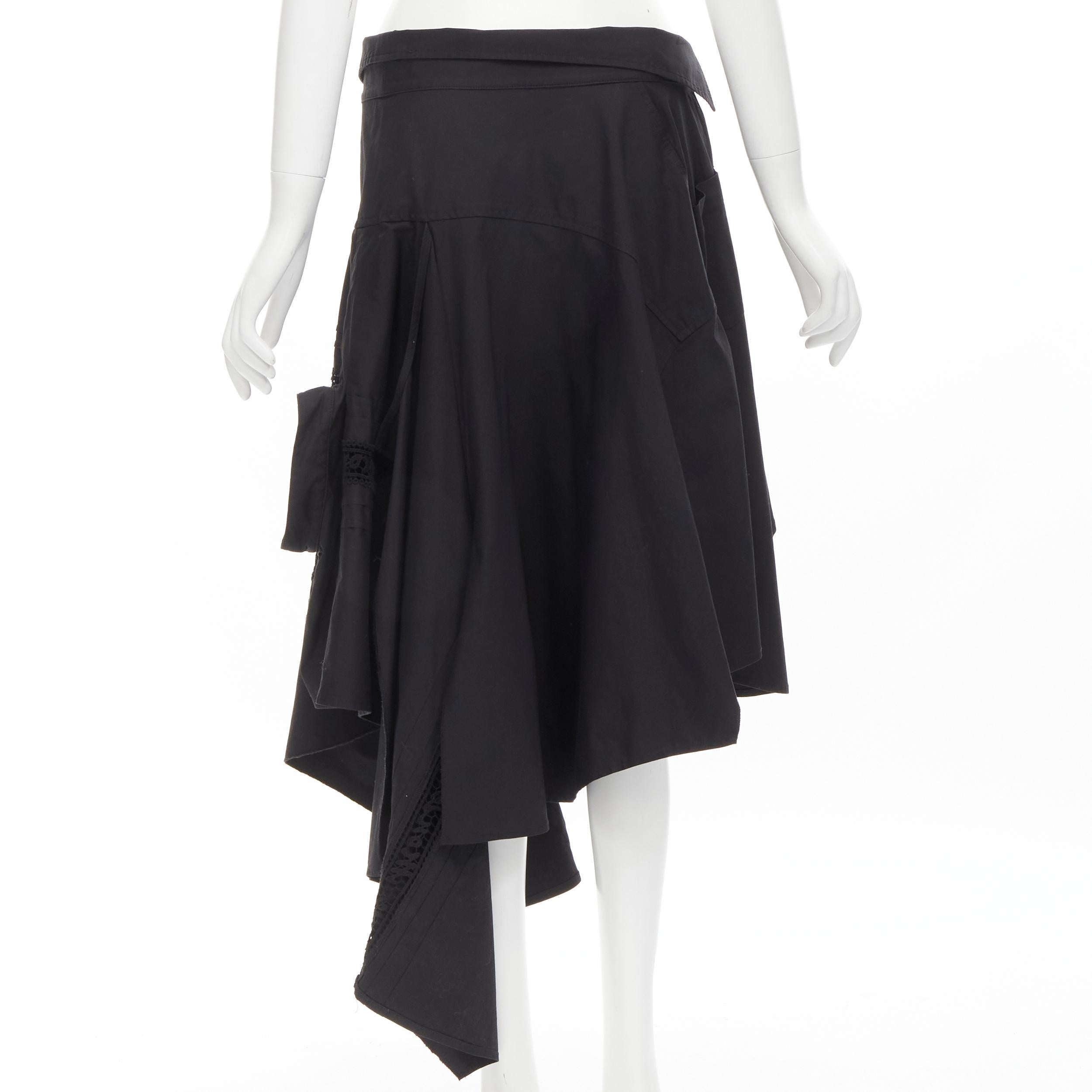 Women's MONSE Runway black cotton deconstructed sideway shirt skirt US4 S For Sale