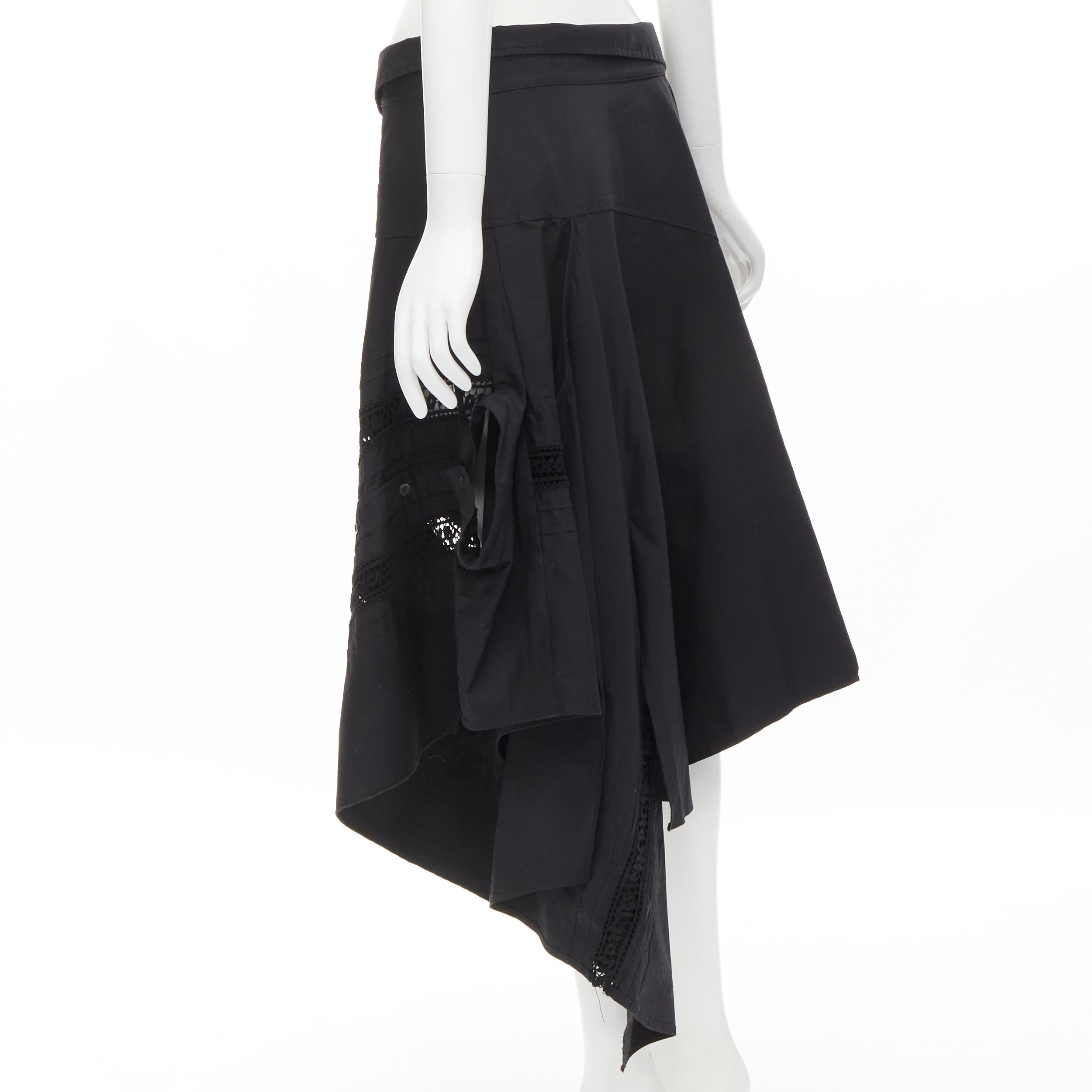 MONSE Runway black cotton deconstructed sideway shirt skirt US4 S For Sale 1