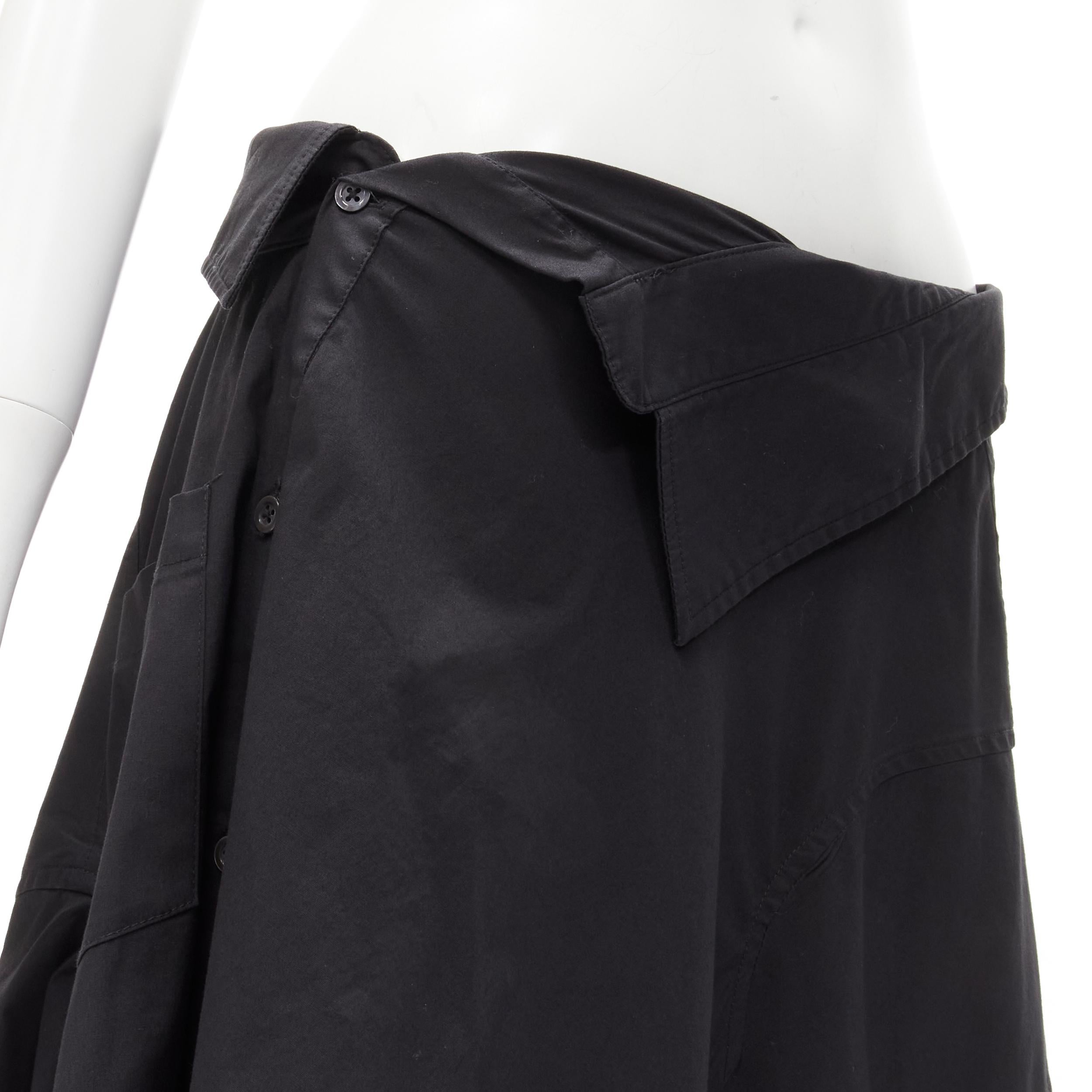 MONSE Runway black cotton deconstructed sideway shirt skirt US4 S For Sale 2