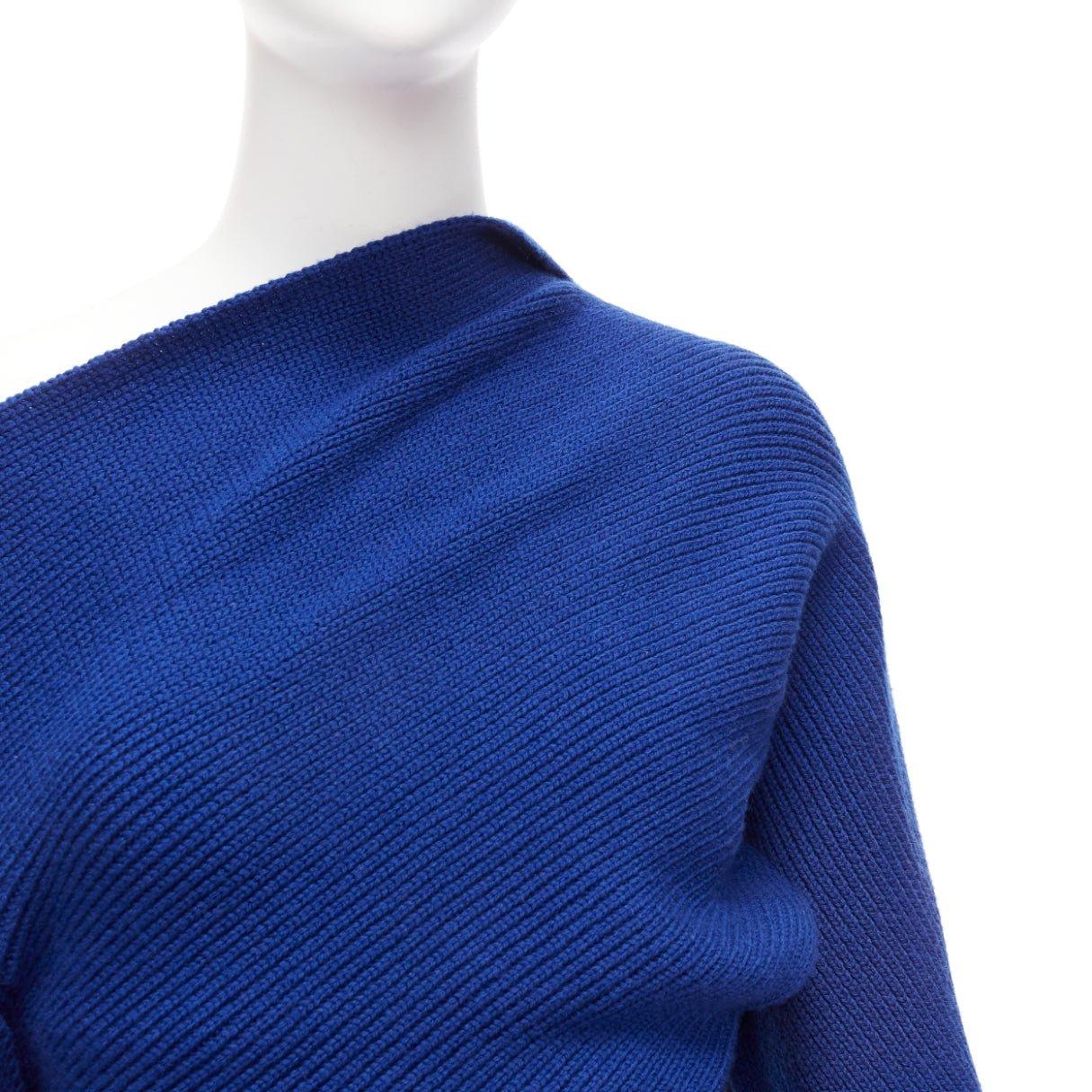 MONSE Runway merino wool blue navy colorblock XL pin cape sleeve sweater XS For Sale 2