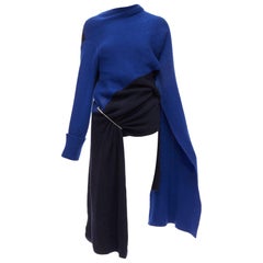 MONSE Runway merino wool blue navy colorblock XL pin cape sleeve sweater XS