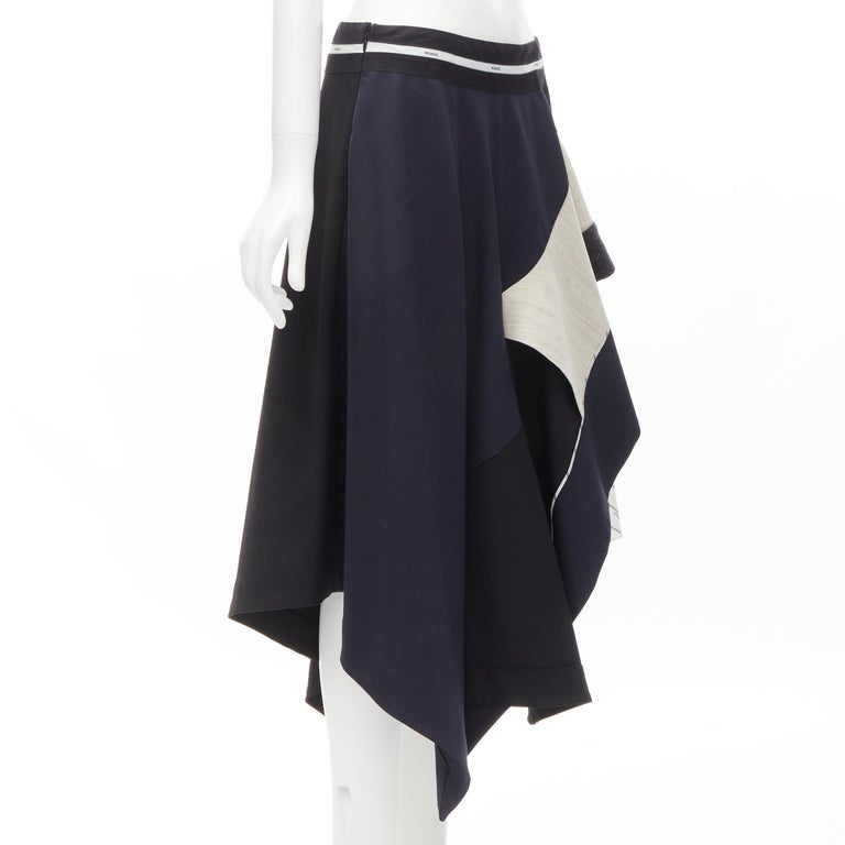 Navy Striped Asymmetric Skirt 18200