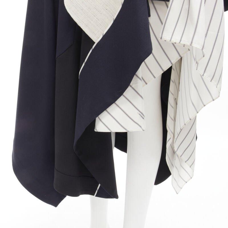 MONSE Runway mixed navy grey patchwork asymmetric skirt US4 S 3