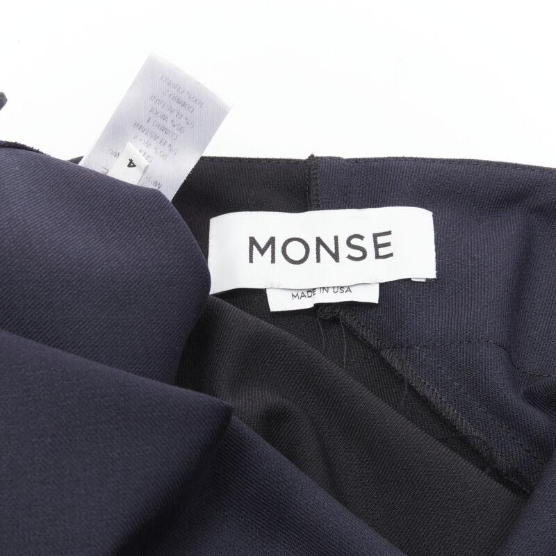 MONSE Runway mixed navy grey patchwork asymmetric skirt US4 S 4