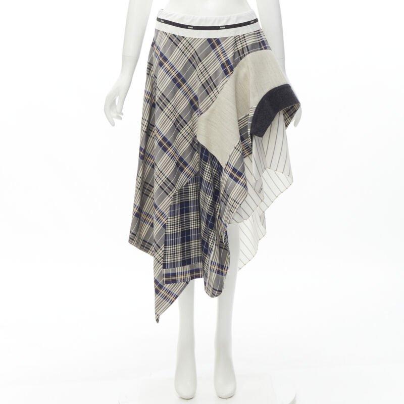 MONSE Runway mixed plaid patchwork asymmetric skirt US2 S 5