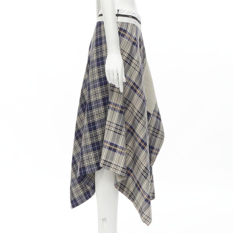 MONSE Runway mixed plaid patchwork asymmetric skirt US2 S In Excellent Condition In Hong Kong, NT