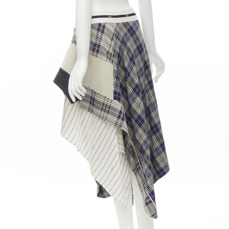 MONSE Runway mixed plaid patchwork asymmetric skirt US2 S 1