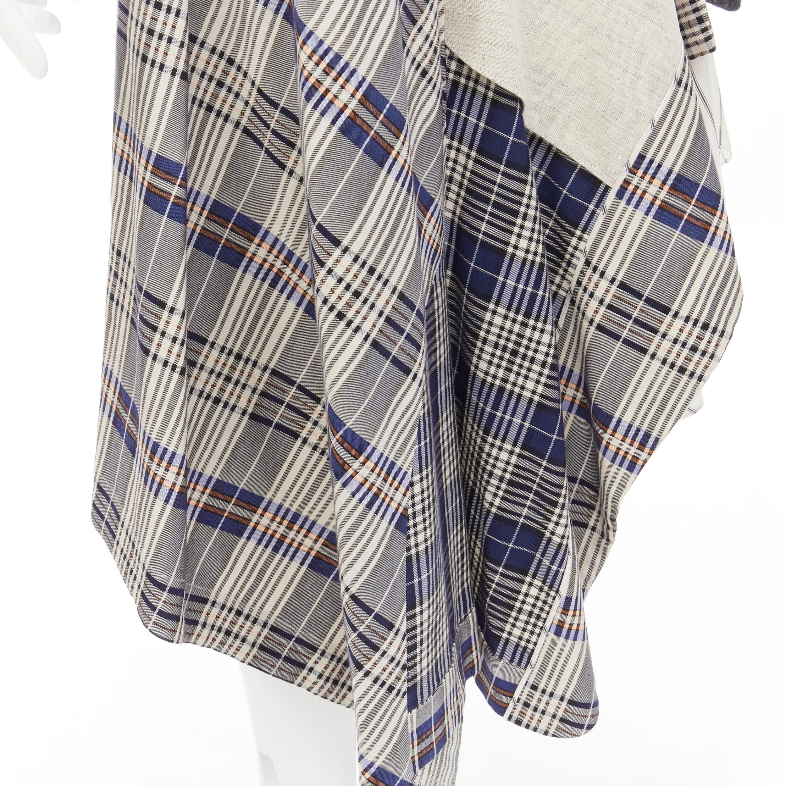 Women's MONSE Runway mixed plaid patchwork asymmetric skirt US2 S For Sale