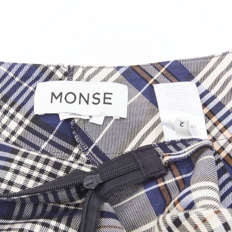 MONSE Runway mixed plaid patchwork asymmetric skirt US2 S 4