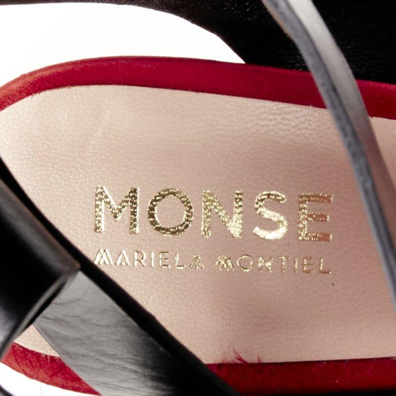 MONSE Runway rouge satin noir punk escarpin à bride cheville EU39 en vente 4