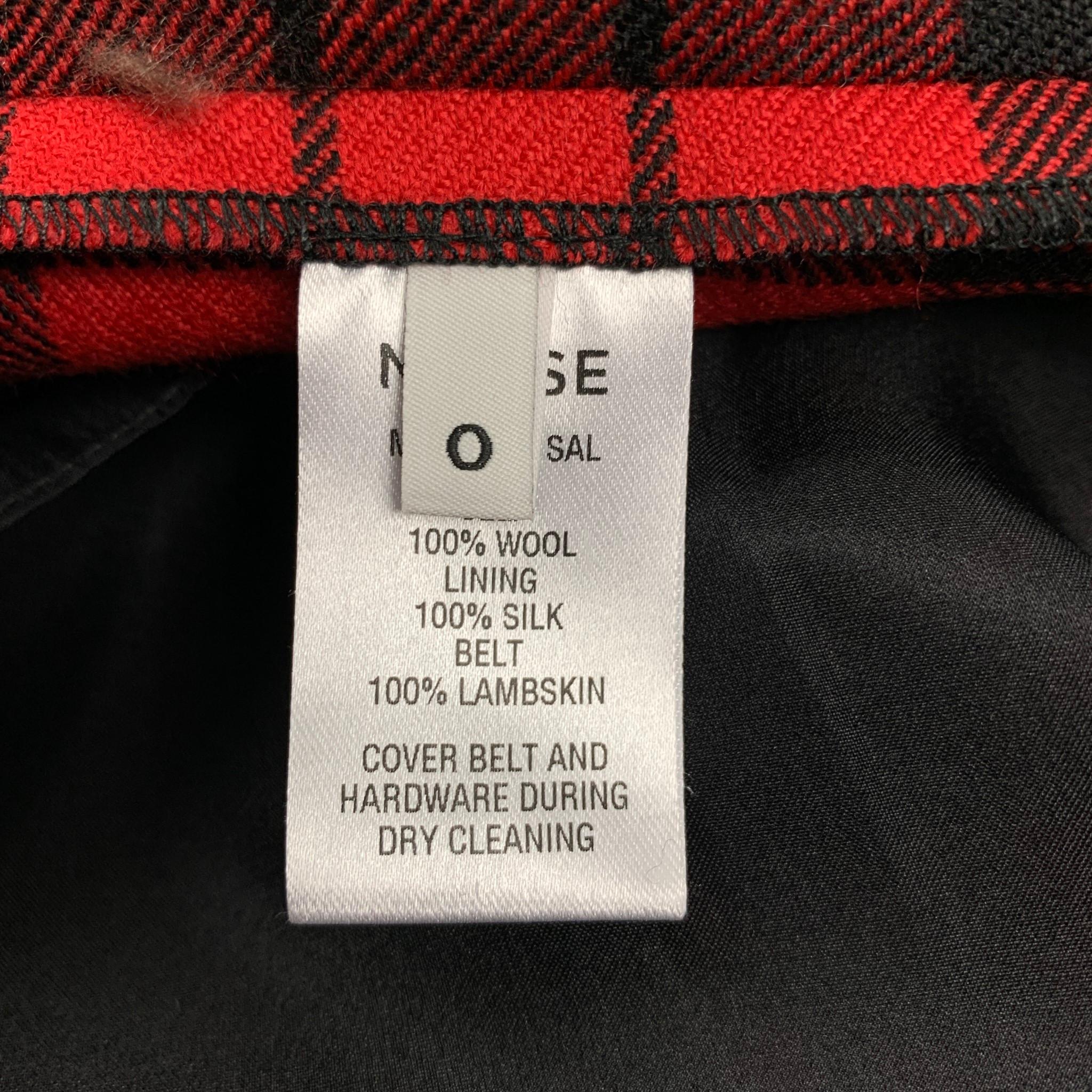 MONSE Size 0 Red Black Plaid Wool Skirt In New Condition In San Francisco, CA