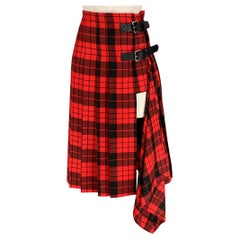 MONSE Size 0 Red Black Plaid Wool Skirt