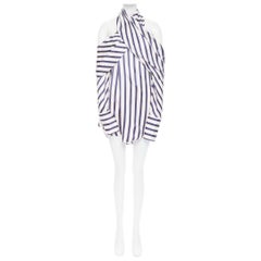 MONSE SS18 Runway blue stripe halter cold shoulder deconstructed shirt US4 S