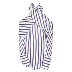 MONSE SS18 Runway blue stripe halter cold shoulder deconstructed shirt US4 S