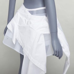 MONSE white deconstructed shirt crinoline hi low draped mini skirt