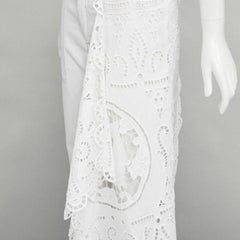 MONSE white denim cotton embroidery anglais draped trim straight leg jeans US2 S