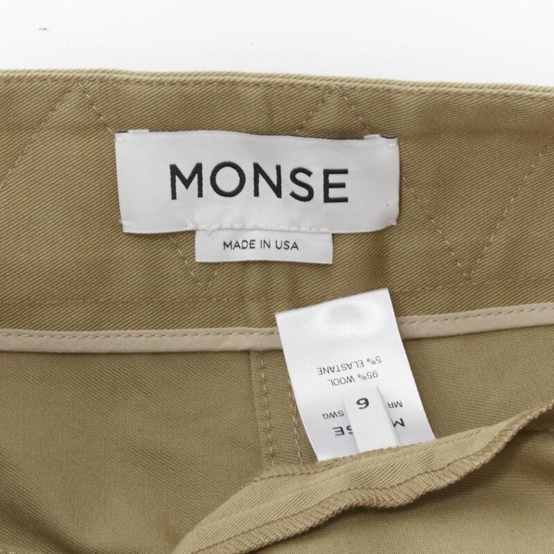 MONSE laine mélangée déconstruit bande de taille patchwork charpentier cargo jeans US6 M en vente 5