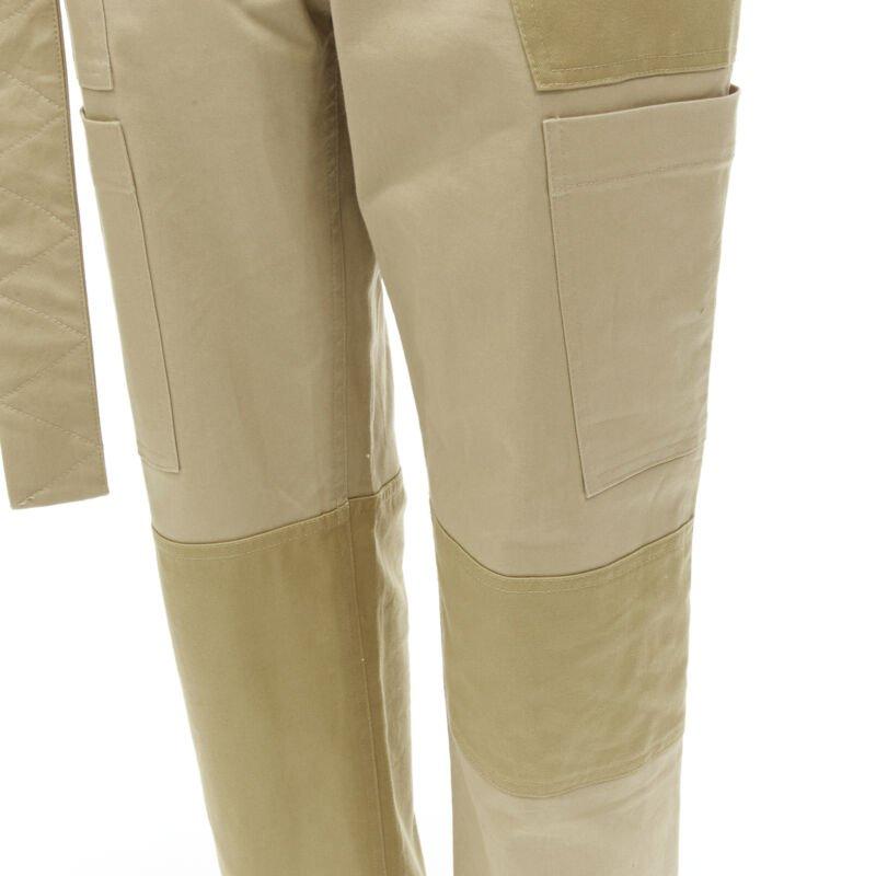 MONSE laine mélangée déconstruit bande de taille patchwork charpentier cargo jeans US6 M en vente 3