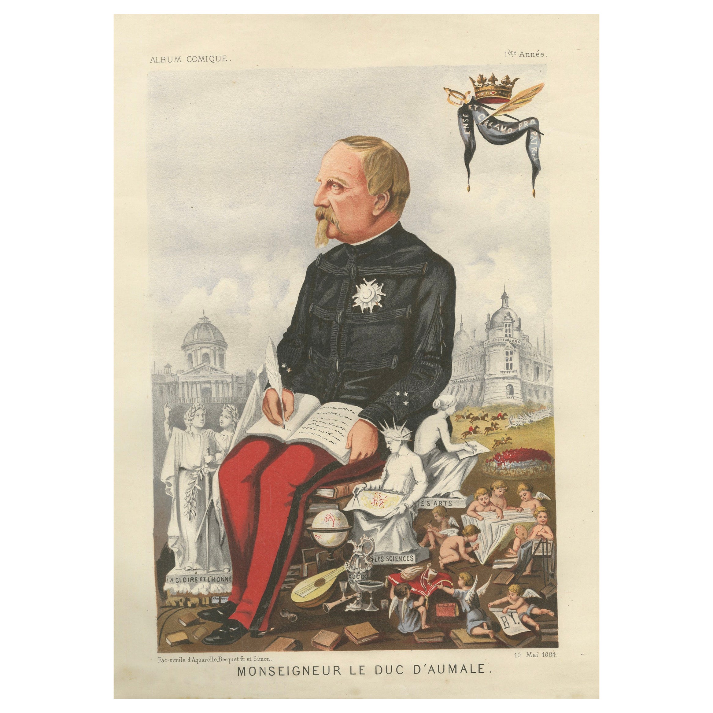Monseigneur le Duc d’Aumale, French Chromolithograph Caricature, 1884