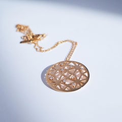 Monseo Diamond Rose Gold Circle Pendant Necklace