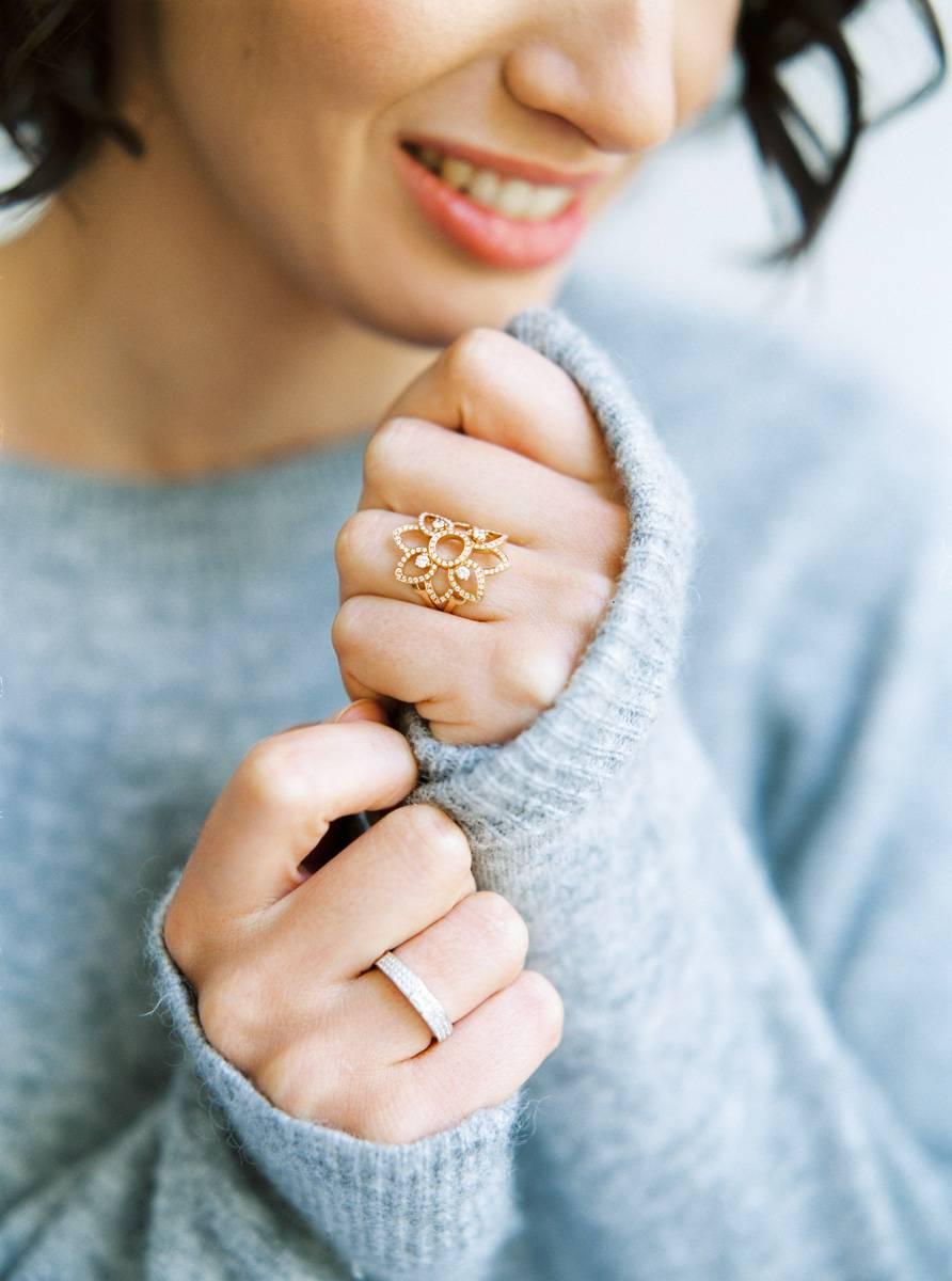 This ring is handcrafted from 19.2K rose gold and set with brilliant cut diamonds.
This piece is part of 'Cosmopolitan' collection by Monseo and it has been designed by Monseo and manufactured by Monseo artisans in Porto, Portugal.

Ring Size 
EU 54