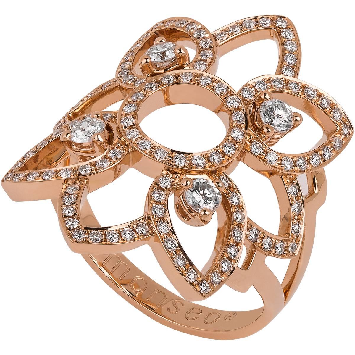 Monseo Diamond Rose Gold Cocktail Ring For Sale