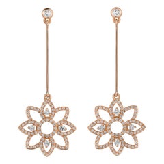 Monseo Diamond Rose Gold Long Earrings