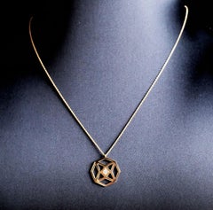 Monseo Rose Gold Diamond Octagon Pendant Necklace