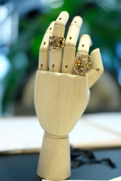 Monseo Rose Gold, Diamond, Peridot, Tsavorite, Quartz and Ruby Cocktail Ring