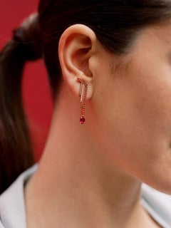 Monseo Rose Gold Rubies and Diamonds Art Deco Earrings