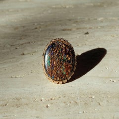 Monseo Secret Garden Rose Gold, Diamonds and Opal Boulder Yowah Ring