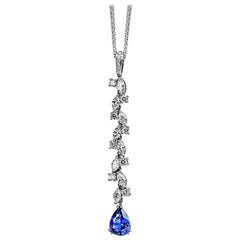 Monseo White Gold Diamond Kanchanaburi Blue Sapphire Necklace