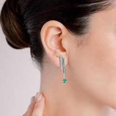 Monseo White Gold Emerald and Diamonds Art Deco Earrings