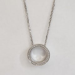 Monseo White Gold Open Circle Diamond Necklace