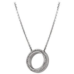 Monseo White Gold Open Circle Diamond Necklace