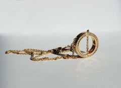 Monseo Yellow Gold Diamond Open Circle Pendant Necklace
