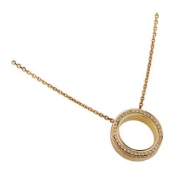 Monseo Yellow Gold Diamond Open Circle Pendant Necklace